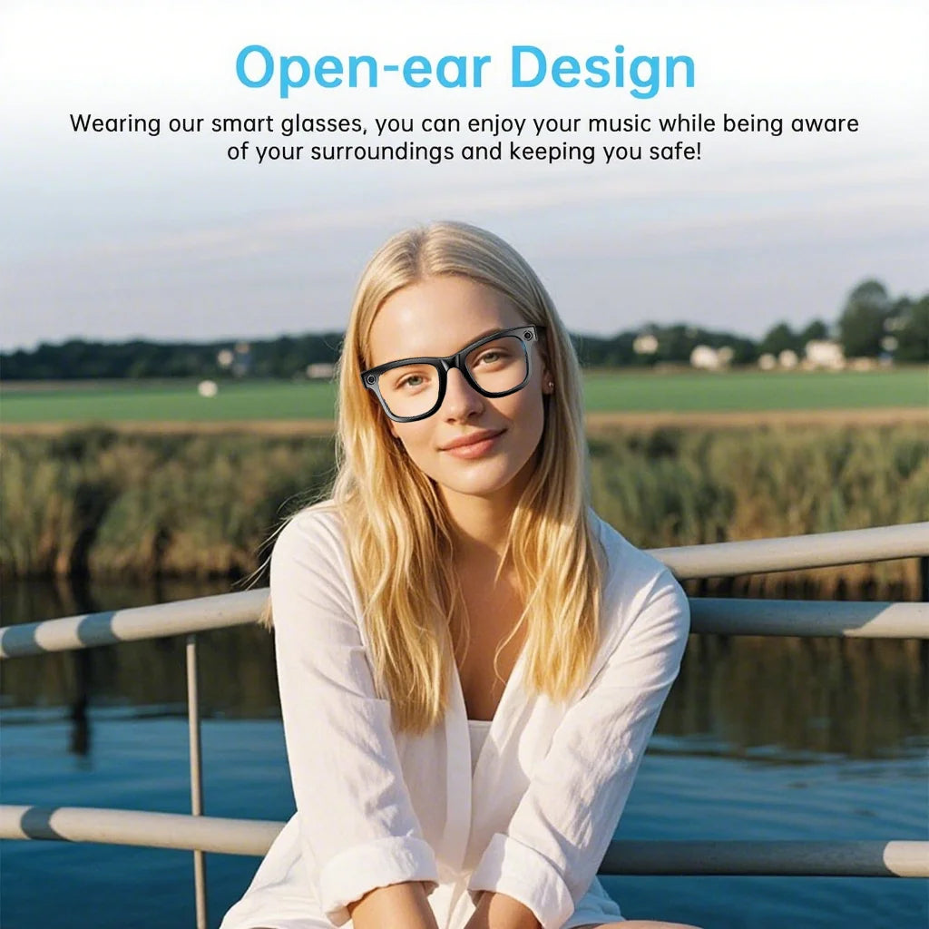 Smart Glasses with 4K AI Camera, BT/WIFI, Voice Assistant, Simultaneous Interpretation, & Object Recognition - 270mAh
